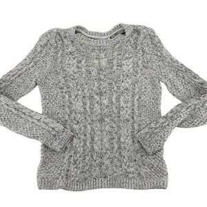 H&M LOGG Cable Knit Sweater‎ Grey Speckled Crew Neck Long Sleeve Women's XS